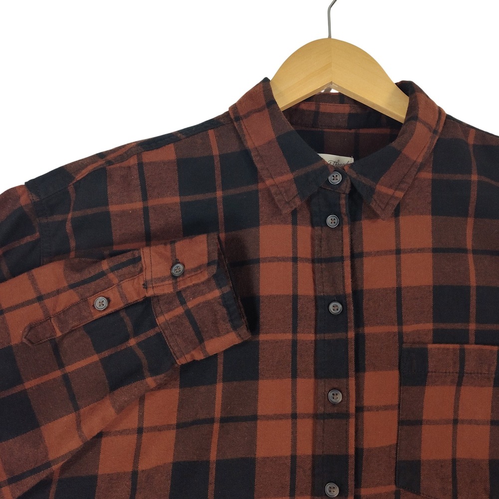 Universal Thread Mens Oversized Flannel Shirt Brown Black Plaid Size M